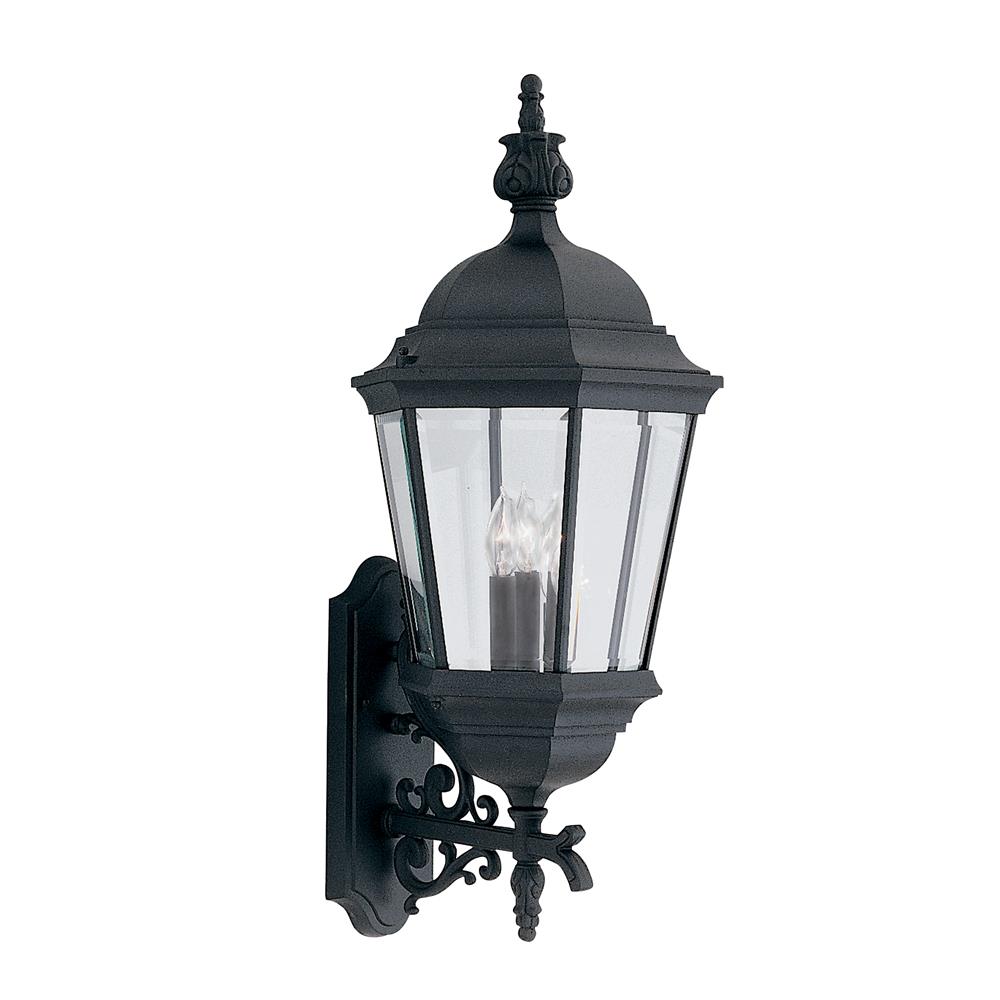 Designers Fountain 2952-BK 13 inches Cast Wall Lantern in Black (Clear Glass)